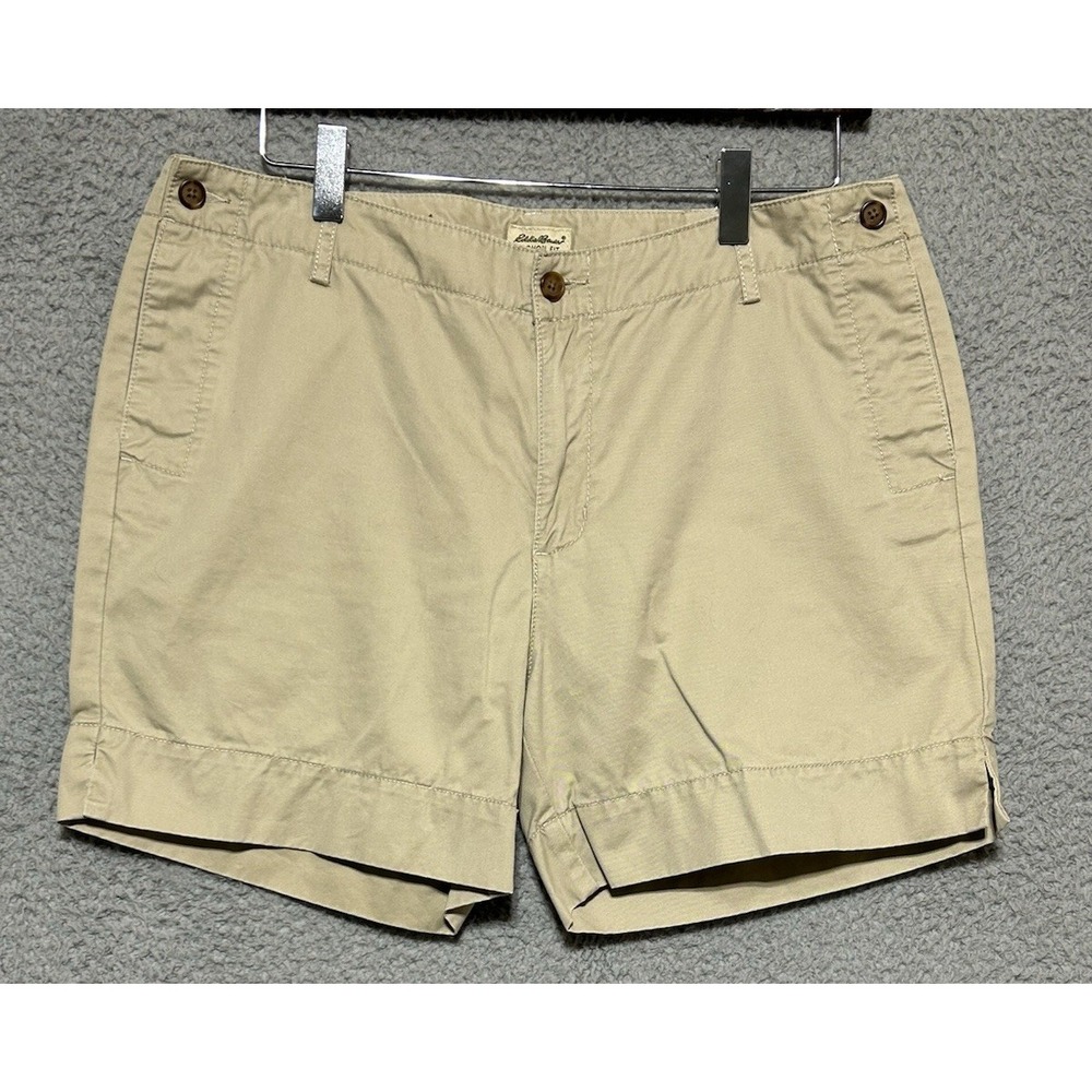 Eddie Bauer Vashon Fit‎ Shorts Womens 10 Beige Cotton Bermuda Walking Pockets